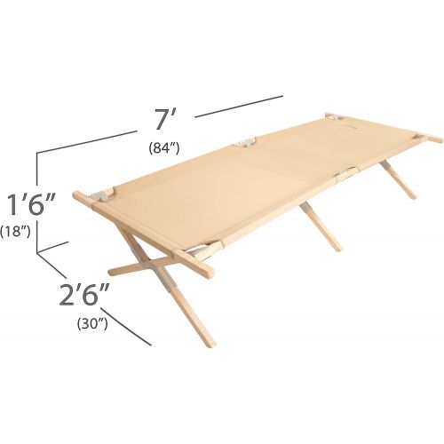  BYER OF MAINE, Maine Heritage Cot, Extra Large, Holds 375lbs, North American Hardwood Frame, 84L x 31W x 18H, Wood Cot, Army Cot, Wooden Cot, Camping Cot, Sleeping Cot, Folding Cot