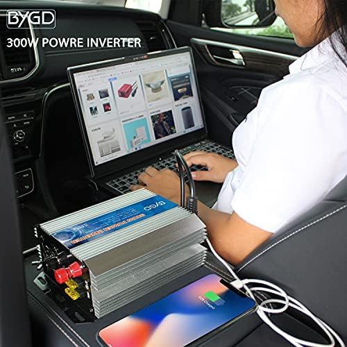  [아마존베스트]-Service-Informationen BYGD 300 W / 600 W voltage converter inverter DC 12 V to AC 230 V inverter and 2 USB ports including car cigarette lighter plug.