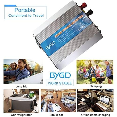  [아마존베스트]-Service-Informationen BYGD 300 W / 600 W voltage converter inverter DC 12 V to AC 230 V inverter and 2 USB ports including car cigarette lighter plug.