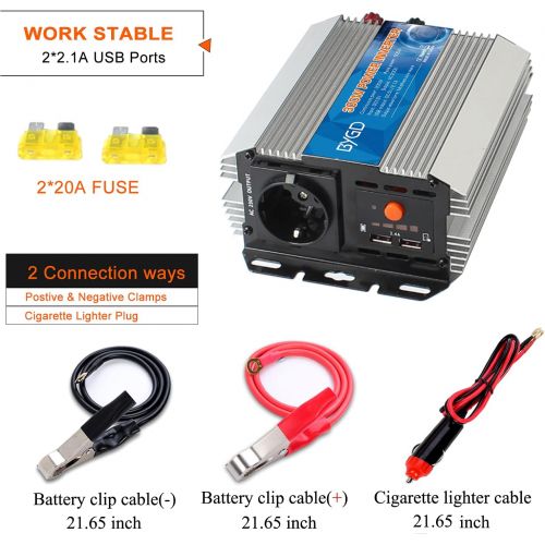  [아마존베스트]-Service-Informationen BYGD 300 W / 600 W voltage converter inverter DC 12 V to AC 230 V inverter and 2 USB ports including car cigarette lighter plug.