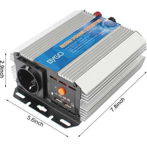  [아마존베스트]-Service-Informationen BYGD 300 W / 600 W voltage converter inverter DC 12 V to AC 230 V inverter and 2 USB ports including car cigarette lighter plug.