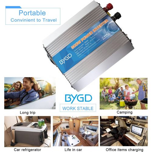  [아마존베스트]-Service-Informationen BYGD 300 W / 600 W voltage converter inverter DC 12 V to AC 230 V inverter and 2 USB ports including car cigarette lighter plug.