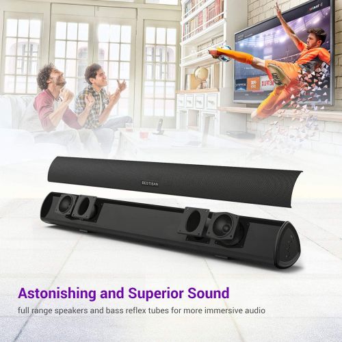  [아마존베스트]Sound Bar, BYL Soundbar for TV, Wired & Wireless Bluetooth 5.0 Speaker, Home Theater Surround Sound System (28 Inch, Infrad Remote Control, DSP, Bass Adjustable)