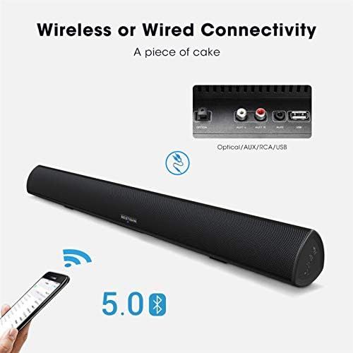  BYL 100Watt 40 Inch Soundbar, Bestisan Sound Bar Wireless and Wired Audio Bluetooth 5.0 TV Speakers with IR Remote Function (2021 Beef Up Version, 60 Days Home Trial)