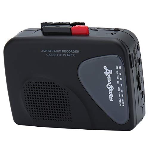  [아마존베스트]Byron Statics Portable Cassette Players Recorders FM AM Radio Walkman Tape Player Built In Mic External Speakers Manual Record VAS Automatic Stop System 2AA Battery Or USB Power Su