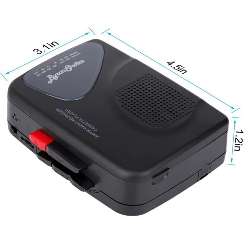  [아마존베스트]Byron Statics Portable Cassette Players Recorders FM AM Radio Walkman Tape Player Built In Mic External Speakers Manual Record VAS Automatic Stop System 2AA Battery Or USB Power Su