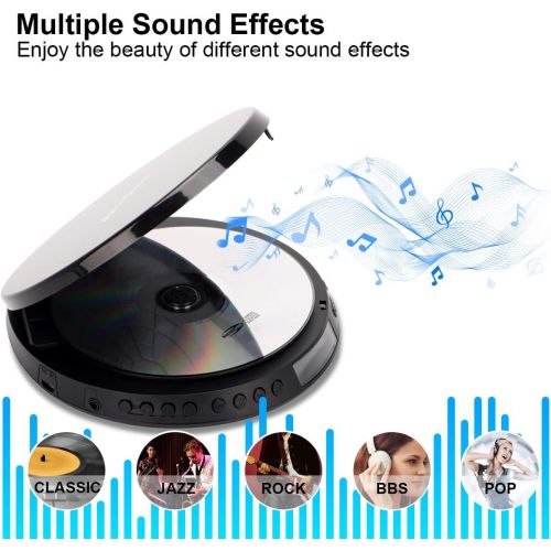  [아마존베스트]Byron Statics Portable CD Player, Personal Compact Disc Player with Headphone Jack, Anti-Skip/Shock Small Music CD Walkman with Large LCD Display,for Adults Students Kids and Home