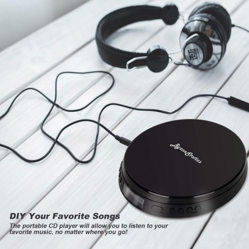  [아마존베스트]Byron Statics Portable CD Player, Personal Compact Disc Player with Headphone Jack, Anti-Skip/Shock Small Music CD Walkman with Large LCD Display,for Adults Students Kids and Home