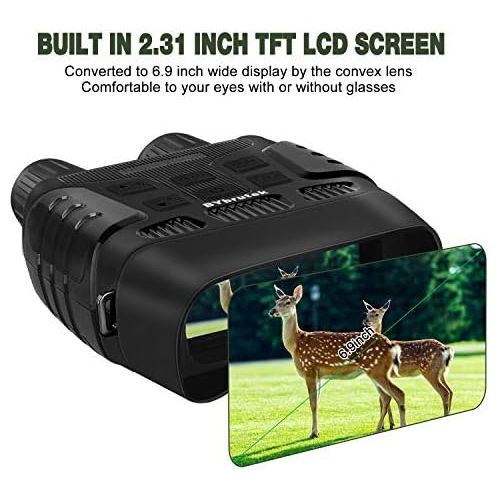  [아마존베스트]BYbrutek Digital night vision device, up to 300 m viewing range in complete darkness, infrared night vision binoculars with recording function, 1MP/960P, 2.31 inch LCD, 10x magnifi