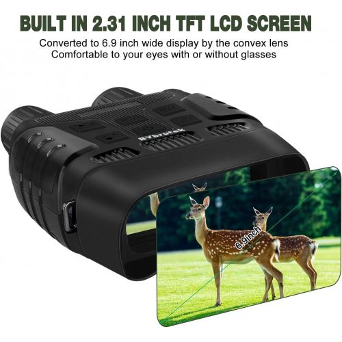  [아마존베스트]BYbrutek Digital night vision device, up to 300 m viewing range in complete darkness, infrared night vision binoculars with recording function, 1MP/960P, 2.31 inch LCD, 10x magnifi