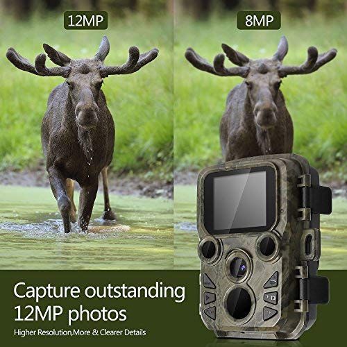  BYbrutek Mini Trail Cameras with Night Vision, 12MP 1080P HD Hunting Game Camera, 0.45S Motion Activated Wildlife Cameras, 2 PCS 850nm IR LEDs Range up to 65ft, IP56 Waterproof