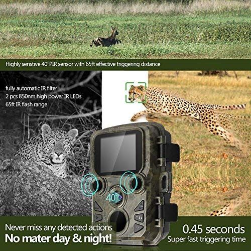  BYbrutek Mini Trail Cameras with Night Vision, 12MP 1080P HD Hunting Game Camera, 0.45S Motion Activated Wildlife Cameras, 2 PCS 850nm IR LEDs Range up to 65ft, IP56 Waterproof