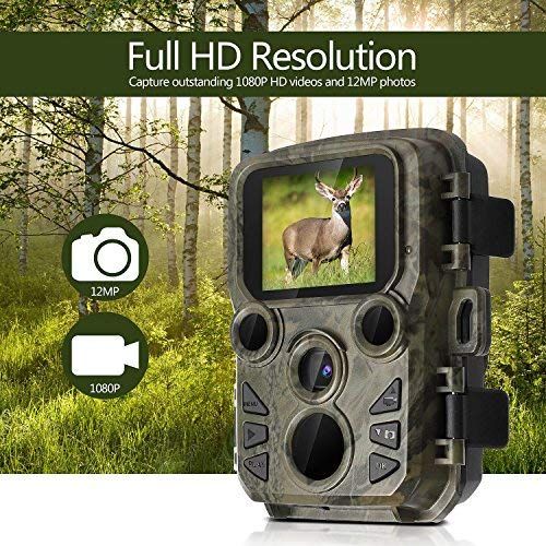  BYbrutek Mini Trail Cameras with Night Vision, 12MP 1080P HD Hunting Game Camera, 0.45S Motion Activated Wildlife Cameras, 2 PCS 850nm IR LEDs Range up to 65ft, IP56 Waterproof