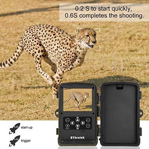  BYbrutek Trail Camera, 16MP 1080P Full HD Deer Hunting Game Camera, 0.2S Motion Activated Wildlife Camera with 46 PCS 850nm IR LEDs Night Vision up to 65ft, 2.4 LCD Display, IP56 W