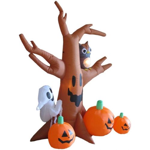  할로윈 용품BZB Goods Two Halloween Party Decorations Bundle, Includes 4 Foot Tall Halloween Inflatable Candy Corn Trick or Treat, and 8 Foot Dead Tree with Owl, Ghost and Pumpkins Blowup with LED Light