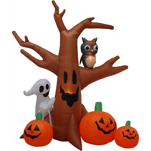  할로윈 용품BZB Goods Two Halloween Party Decorations Bundle, Includes 4 Foot Tall Halloween Inflatable Candy Corn Trick or Treat, and 8 Foot Dead Tree with Owl, Ghost and Pumpkins Blowup with LED Light