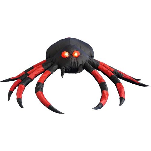  할로윈 용품BZB Goods TWO HALLOWEEN PARTY DECORATIONS BUNDLE, Includes 4 Foot Wide Halloween Inflatable Black Red Spider, and 7.5 Foot Long Halloween Inflatable Pumpkins Patch Outdoor Indoor Blowup with