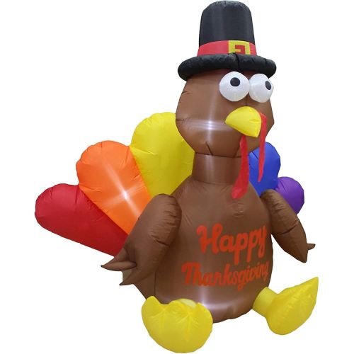  할로윈 용품BZB Goods Two Thankgiving and Halloween Party Decorations Bundle, Includes 6 Foot Tall Happy Thanksgiving Inflatable Turkey with Pilgrim Hat Rainbow Color Feather, and 7.5 Foot Long Inflatab