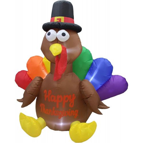  할로윈 용품BZB Goods Two Thankgiving and Halloween Party Decorations Bundle, Includes 6 Foot Tall Happy Thanksgiving Inflatable Turkey with Pilgrim Hat Rainbow Color Feather, and 7.5 Foot Long Inflatab