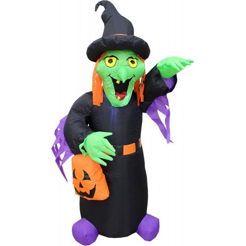  할로윈 용품BZB Goods TWO HALLOWEEN PARTY DECORATIONS BUNDLE, Includes 4 Foot Halloween Inflatable Dracula Vampire, and 4 Foot Tall Halloween Inflatable Witch with Pumpkin Bag Outdoor Indoor Blowup with