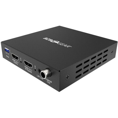  BZBGEAR 1x2 UHD 4K Splitter/Scaler with Analog Audio Embedder & Digital Audio De-Embedder