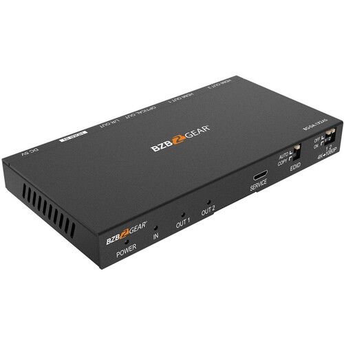  BZBGEAR 1x2 UHD 4K60 HDMI Splitter/Downscaler with Audio De-Embedding