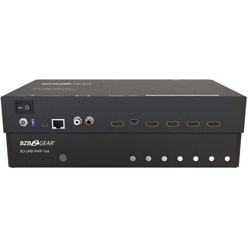  BZBGEAR 4-Port 4K 60 Hz Video Wall Processor with Scaler, Audio and 1x3 / 1x4 / 2x2 / 4x1 Layout