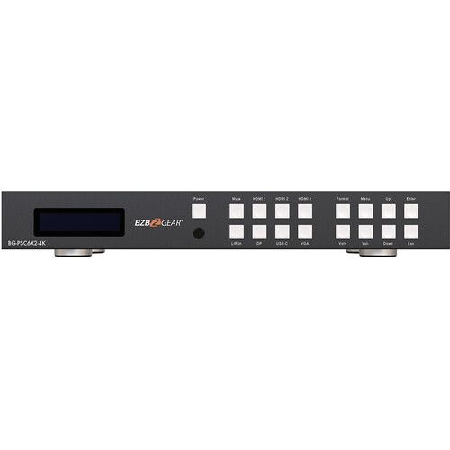  BZBGEAR 6x2 4K Conference Room Presentation Switcher Scaler with HDMI/VGA/USB-C/DP & Audio