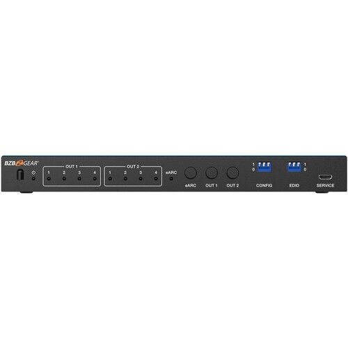  BZBGEAR 4x2 8K60 HDMI 2.1 Matrix Switcher with Audio De-Embedder