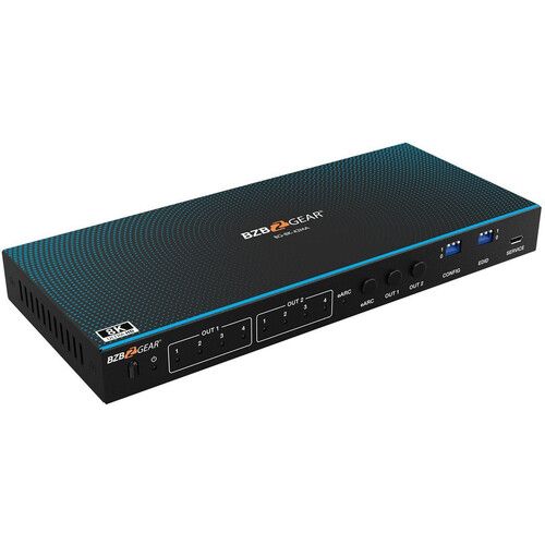  BZBGEAR 4x2 8K60 HDMI 2.1 Matrix Switcher with Audio De-Embedder