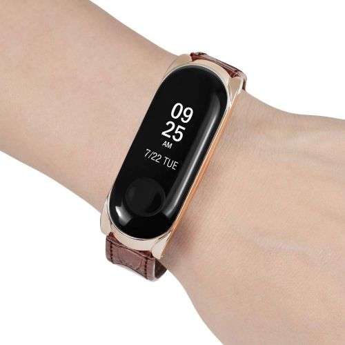  BZLine Armband Armband fuer Xiaomi Mi Band 3, Luxus Leder Classic Band Ersatz Uhrenarmband Armband fuer Xiao Mi Band 3 Fitnessarmband fuer Damen Herren fuer 7,87-9,45 Zoll Handgelenk von BZLine