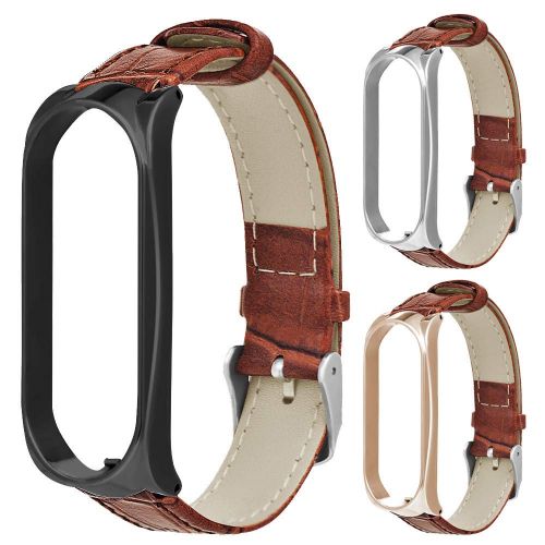  BZLine Armband Armband fuer Xiaomi Mi Band 3, Luxus Leder Classic Band Ersatz Uhrenarmband Armband fuer Xiao Mi Band 3 Fitnessarmband fuer Damen Herren fuer 7,87-9,45 Zoll Handgelenk von BZLine