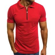 [아마존베스트]BaZhaHei Herren BaZhaHei Fashion Mens Slim Fit Personality Short Sleeve Shirts Casual Solid Colour Pullover Shirt Summer T-Shirt Stand-Up Collar Cotton Share Men Short Sleeve T-Shirt Sweatshirt
