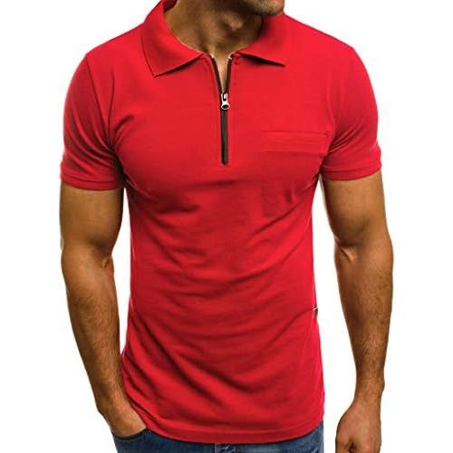  [아마존베스트]BaZhaHei Herren BaZhaHei Fashion Mens Slim Fit Personality Short Sleeve Shirts Casual Solid Colour Pullover Shirt Summer T-Shirt Stand-Up Collar Cotton Share Men Short Sleeve T-Shirt Sweatshirt
