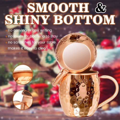  [아마존베스트]Baban Moscow Mule Copper Mugs Set of 2, Handcrafted Food Safe Copper Cups for Moscow Mule Cocktail Drinking Mug, 500 ML Gift Set Includes 1 Measuring cup Valentines day gift for hu