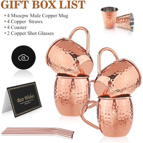  [아마존베스트]Baban Moscow Mule Copper Mugs Set of 2, Handcrafted Food Safe Copper Cups for Moscow Mule Cocktail Drinking Mug, 500 ML Gift Set Includes 1 Measuring cup Valentines day gift for hu