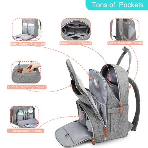  Diaper Bag Backpack, BabbleRoo Neutral Travel Back Pack for Mom & Dad, Large Capacity Waterproof...