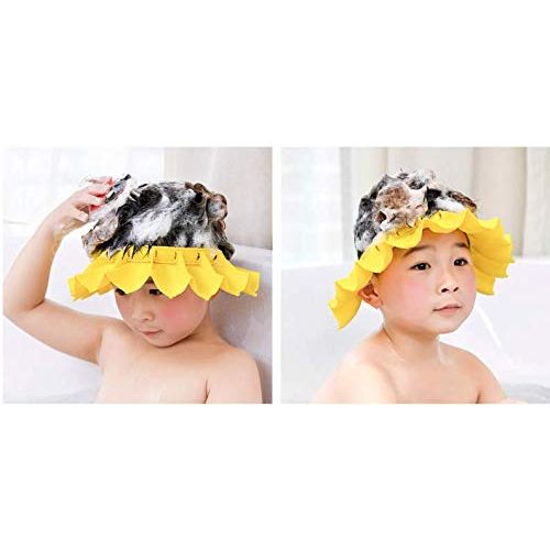  [아마존베스트]Babe-Ease! Silicone Baby Shower Cap & Baby Shampoo Rinse Cup Bath Set | Highly Adjustable, Stretchy, Bath Visor for Kids, Toddlers and Babys | Safe and Soft | Suction Cup Hooks for Bathroom O