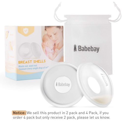  [아마존베스트]Babebay Breast Shells, 4 Pack Nursing Cups, Milk Saver, Protect Sore Nipples for Breastfeeding, Collect Breastmilk...