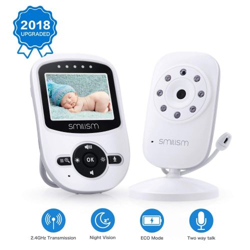  Babebay Video Baby Monitor With Camera [2018 Upgraded] Night Vision, Two-way Talk Audio, Temperature Sensor, ECO Mode, 2.4 Color Screen, Long Transmission Range