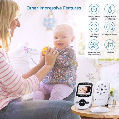  Babebay Video Baby Monitor With Camera [2018 Upgraded] Night Vision, Two-way Talk Audio, Temperature Sensor, ECO Mode, 2.4 Color Screen, Long Transmission Range