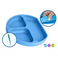 Babiere Silicone Toddler Plate  Powerful Suction Base Stays Put to Highchair  Grip Dish with Divided...