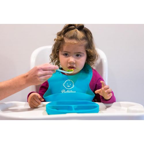  Babiere Silicone Toddler Plate  Powerful Suction Base Stays Put to Highchair  Grip Dish with Divided...