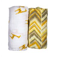 Babio Muslin & Bamboo Cotton 2 Pack Baby Swaddle Blanket Set - 47 inch x 47 inch - Yellow/White