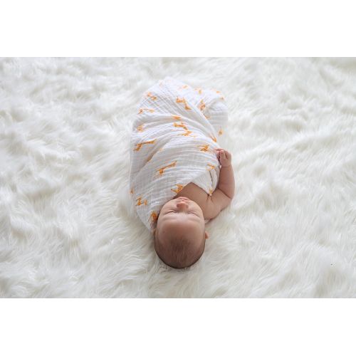  Babio Muslin & Bamboo Cotton 2 Pack Baby Swaddle Blanket Set - 47 inch x 47 inch - Yellow/White