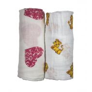 Babio Muslin & Bamboo Cotton 2 Pack Baby Swaddle Blanket Set - 47 inch x 47 inch - Pink-