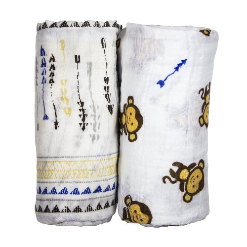  Babio Muslin & Bamboo Cotton 2 Pack Baby Swaddle Blanket Set - 47 inch x 47 inch - 2 Pack