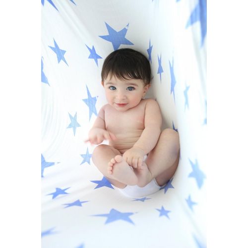  Babio Muslin & Bamboo Cotton 2 Pack Baby Swaddle Blanket Set - 47 inch x 47 inch - Blue/White/Orange