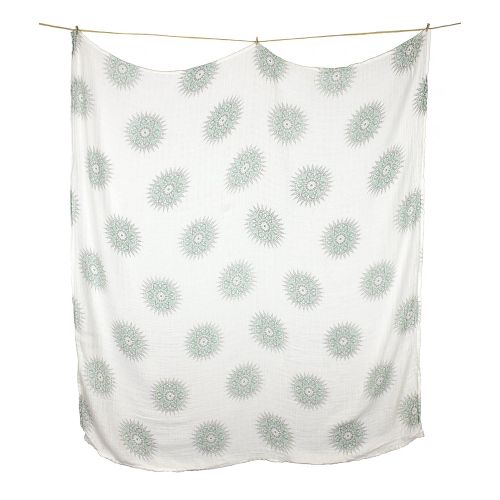  Babio Muslin & Bamboo Cotton 2 Pack Baby Swaddle Blanket Set - 47 inch x 47 inch - Blue/White/Grey