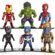 Babiole Set of 6 Pieces Action Figures Toys Legends , Exclusive: Iron Man, Dangerous Hulk, Spider-Man, Brave Captain America, Panther and Thanos Figure for Kids 4 Years Old and up